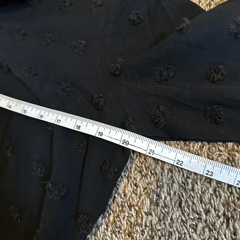 Black Tunic Shirt Dress Pom Pom Detail 3/4 Sleeve Lightweight S swim coverup - Picture 7 of 8